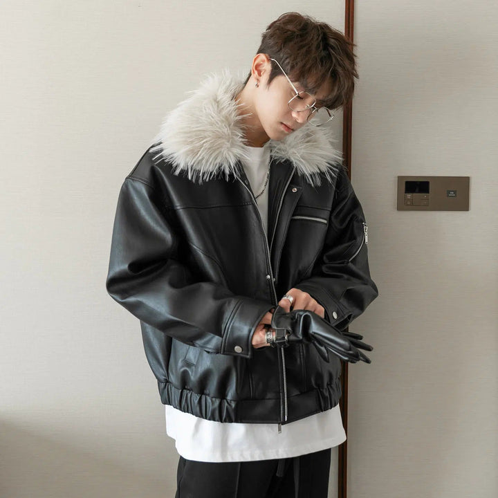 Detachable Collared Faux Fur Jacket