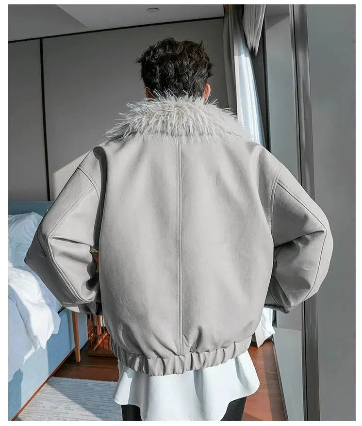 Detachable Collared Faux Fur Jacket