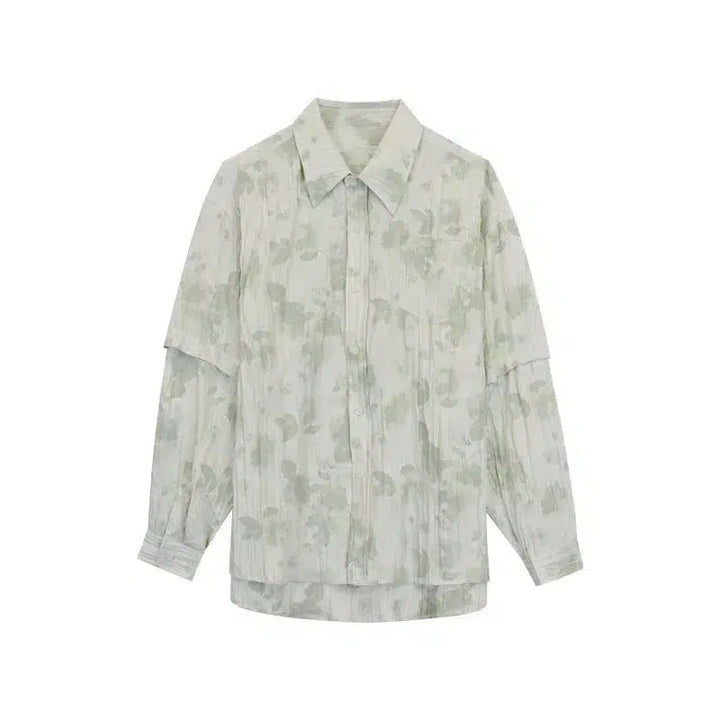 Detachable Sleeve Flower Button-Down Shirt