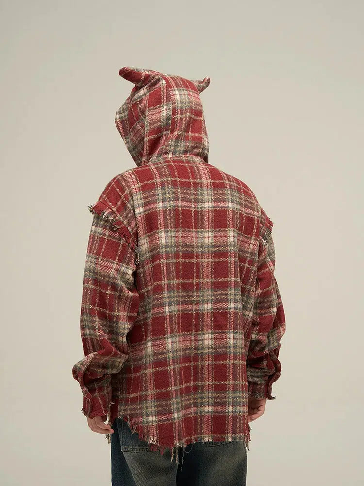 Devil Hooded Plaid Jacket