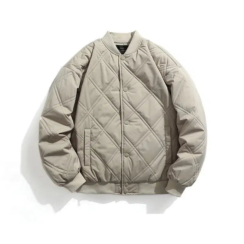 Diamond Checkered Quilted Baseball Jacket