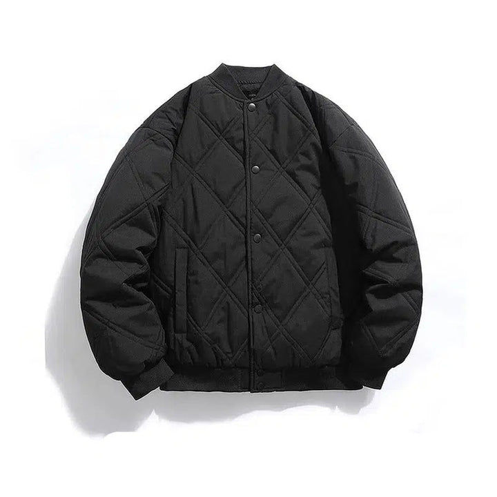 Diamond Checkered Quilted Baseball Jacket