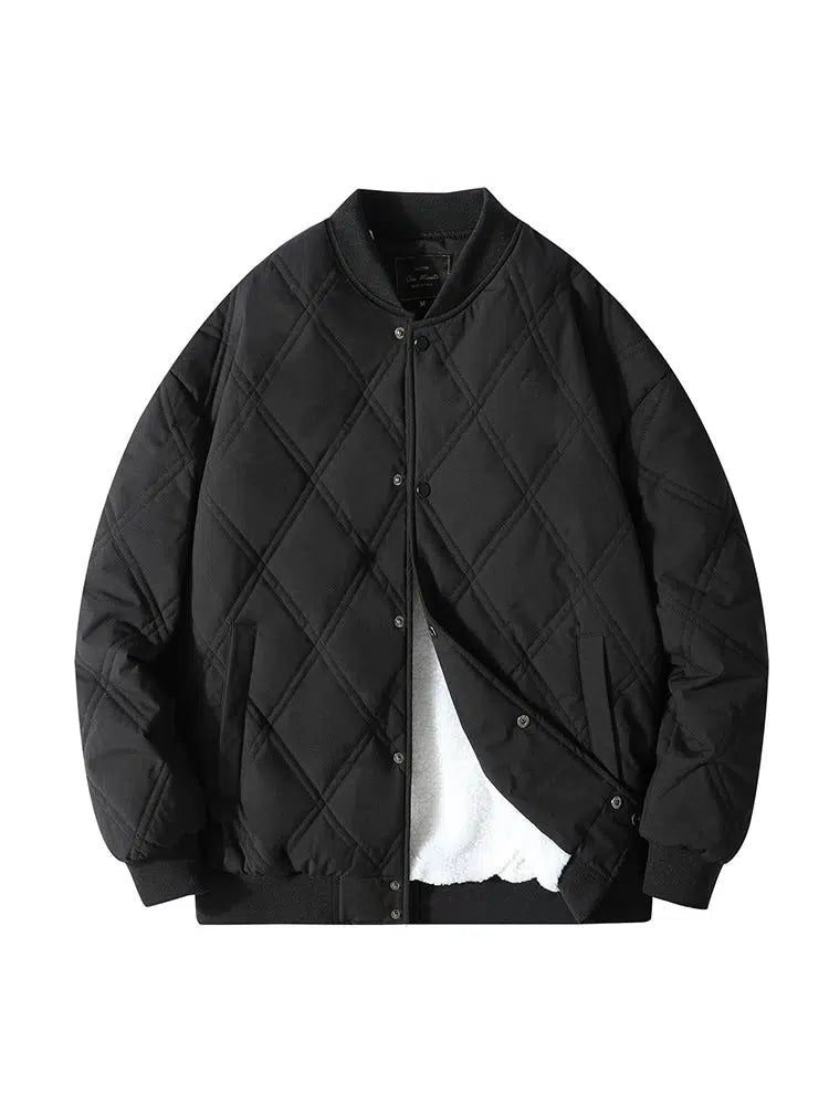 Diamond Checkered Quilted Baseball Jacket