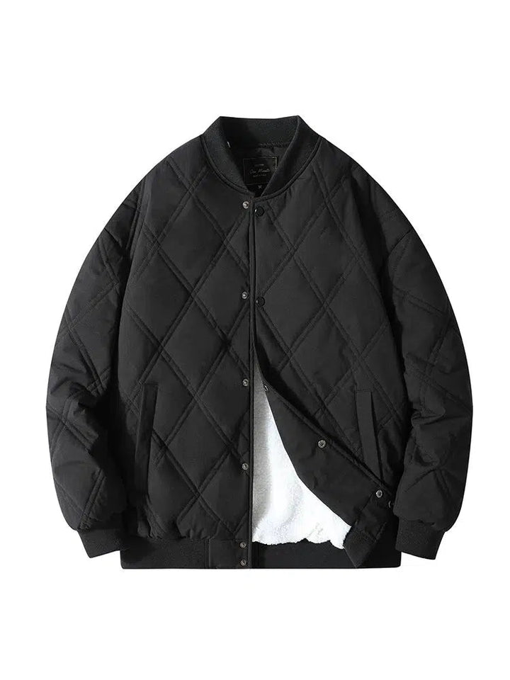 Diamond Checkered Quilted Baseball Jacket
