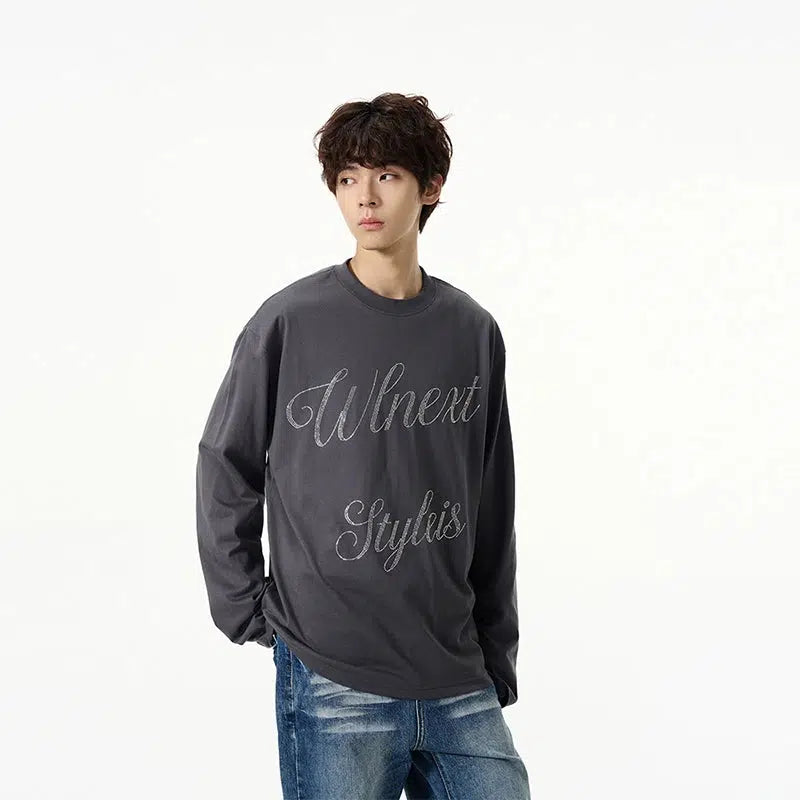 Diamond Embellished Long-Sleeved Pullover