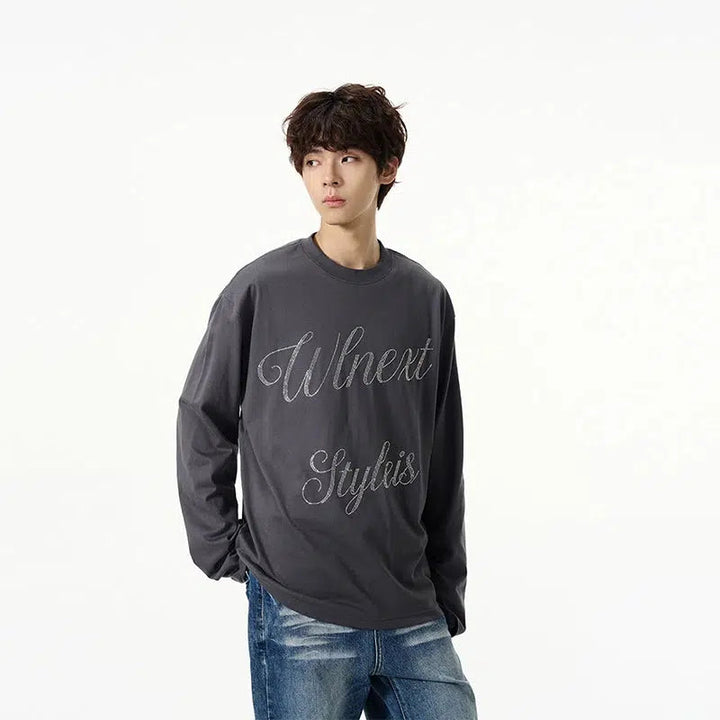 Diamond Embellished Long-Sleeved Pullover
