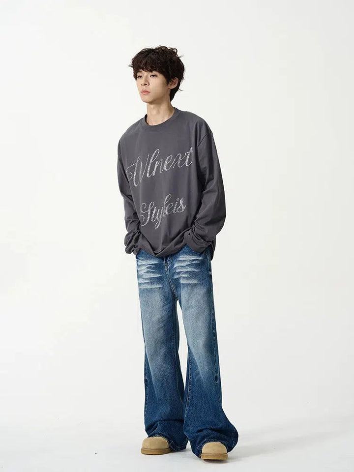 Diamond Embellished Long-Sleeved Pullover