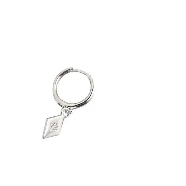 Diamond-Shaped Charm Hoop Earrings