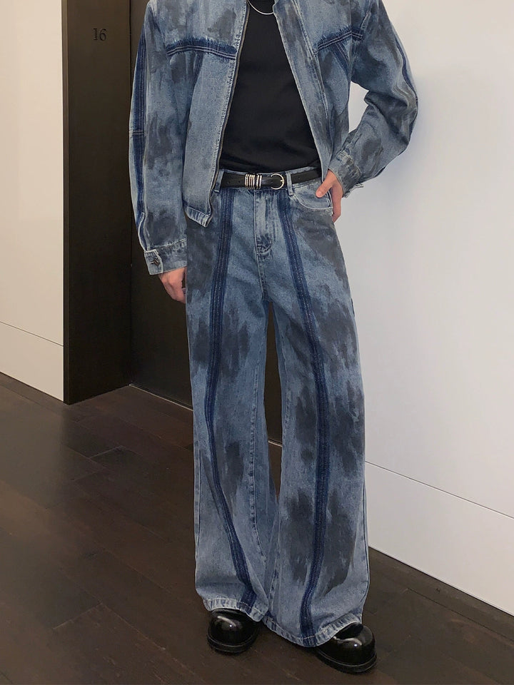 Dirty Dye Deconstructed Wide-leg Jeans