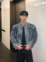 Dirty-dyed Denim Zipper Jacket