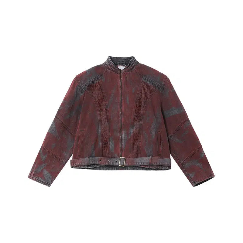 Dirty-dyed Denim Zipper Jacket