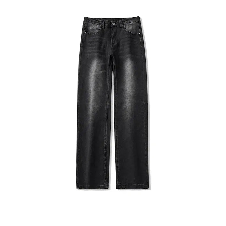 Distressed Black Straight Wide Leg Jeans