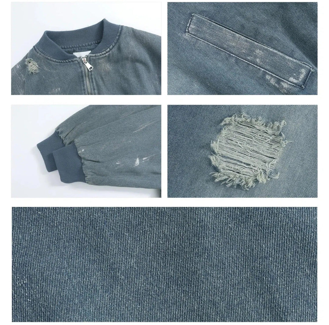 Distressed Denim Jacket Pants Set
