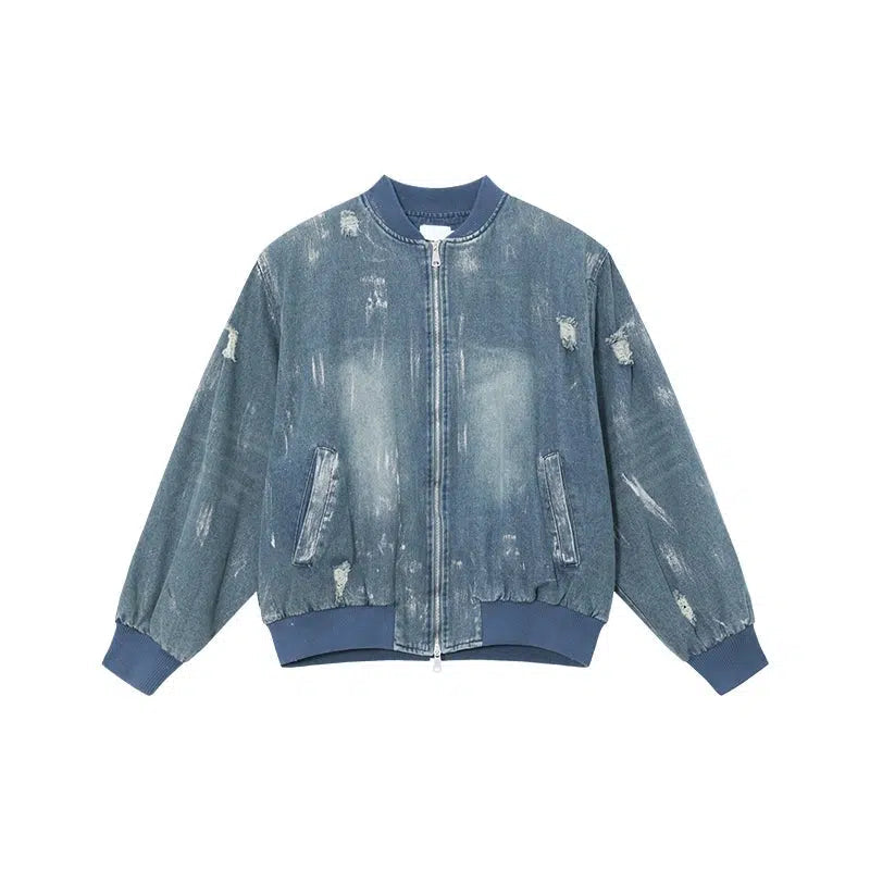 Distressed Denim Jacket Pants Set
