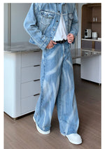Distressed Denim Jacket Pants Suit