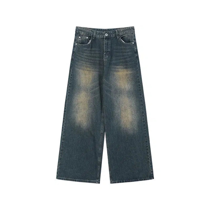 Distressed Mopping Wide-Leg Jeans