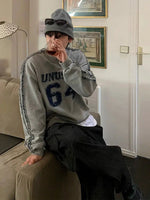 Distressed Number Print Sweatshirt