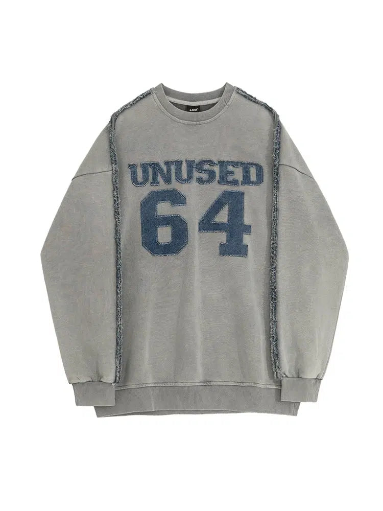 Distressed Number Print Sweatshirt