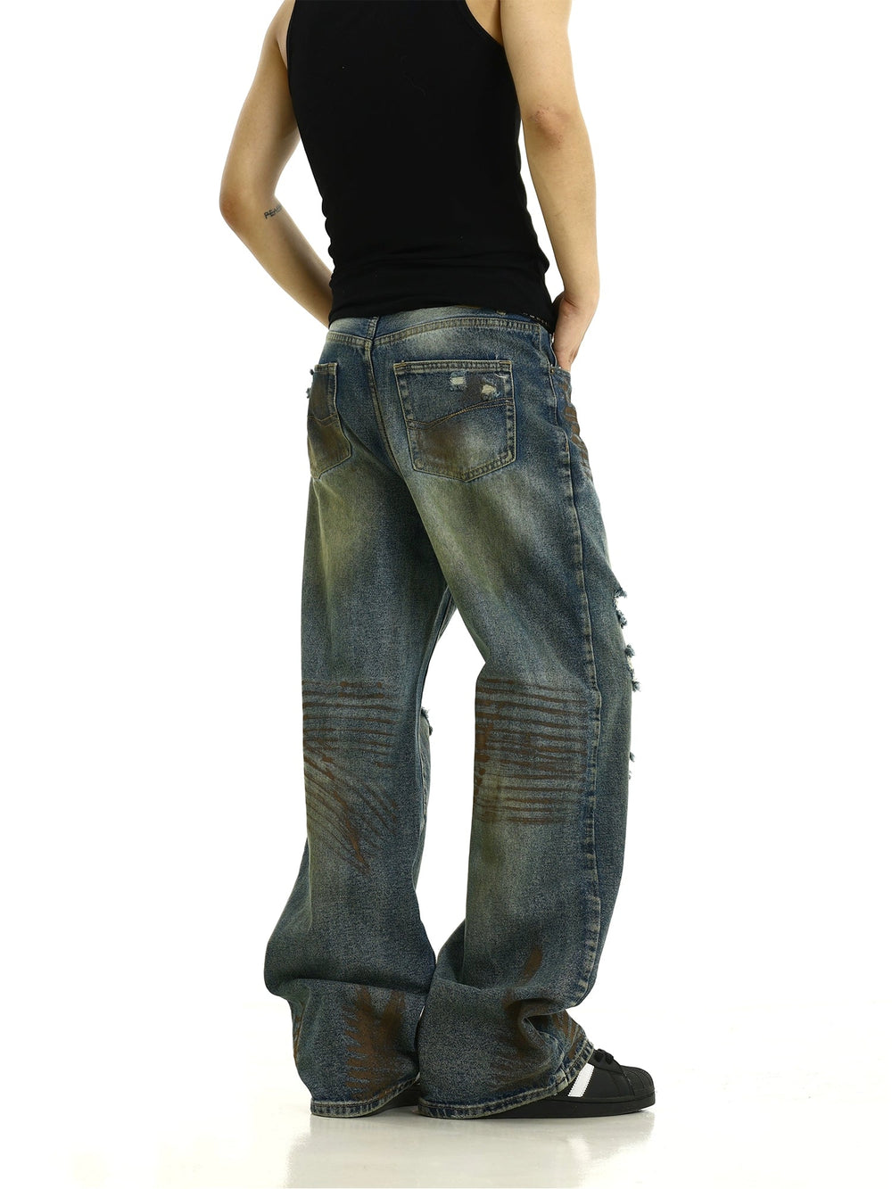 Distressed Rips Baggy Jeans
