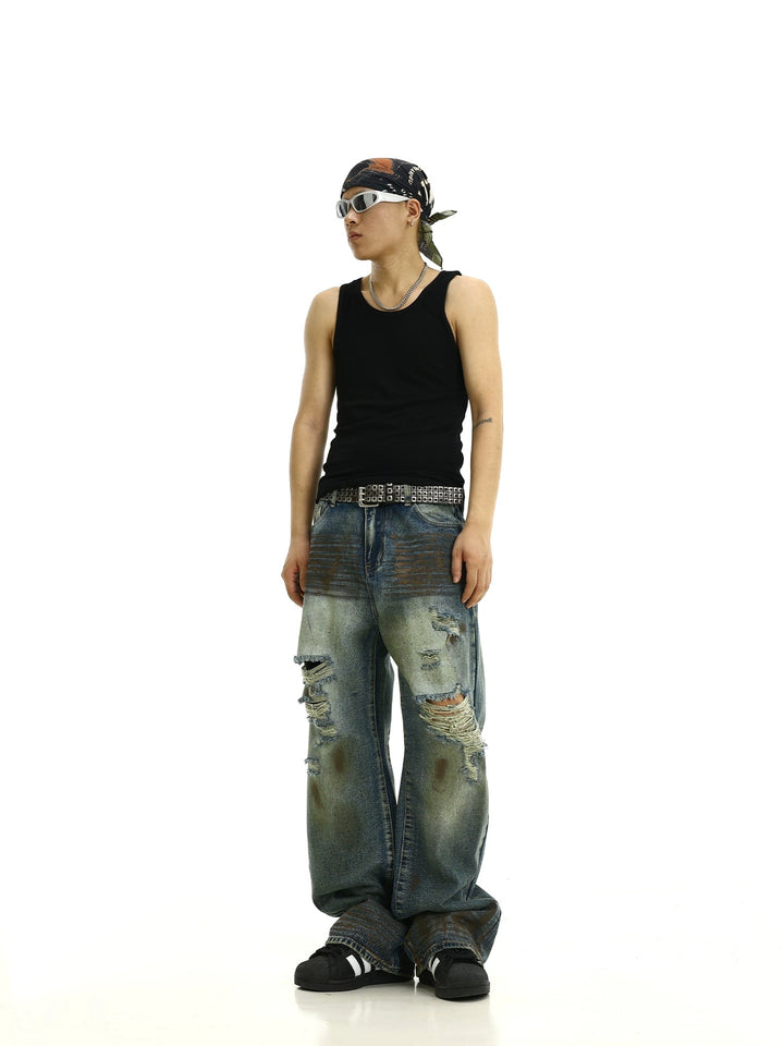 Distressed Rips Baggy Jeans