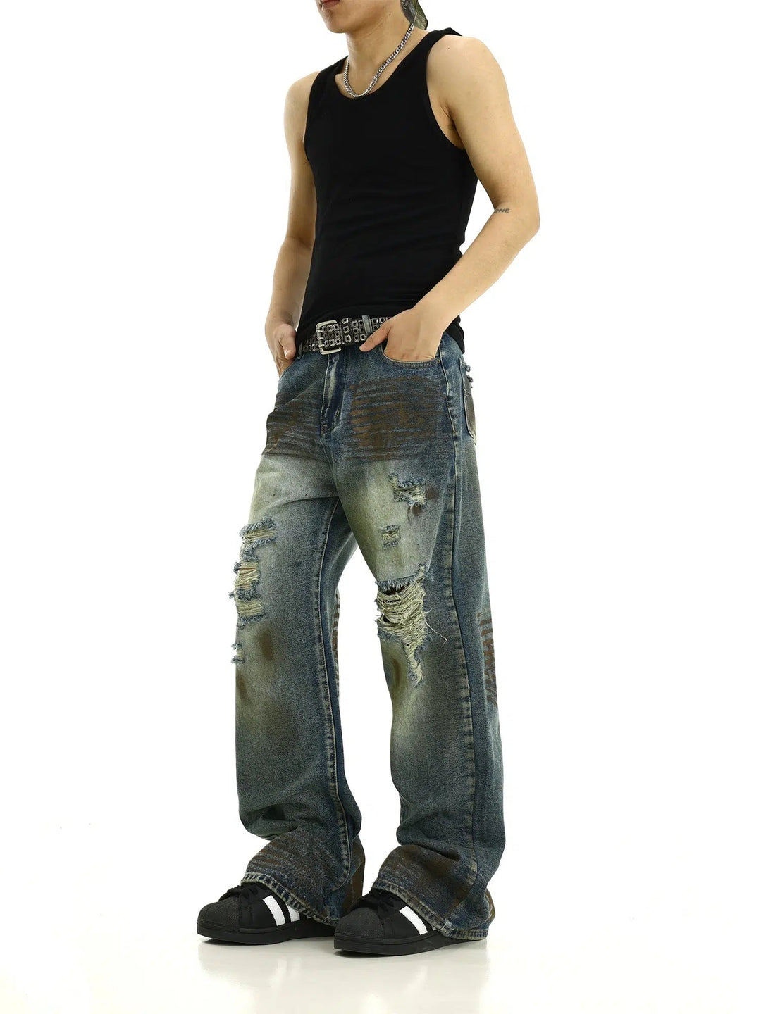 Distressed Rips Baggy Jeans