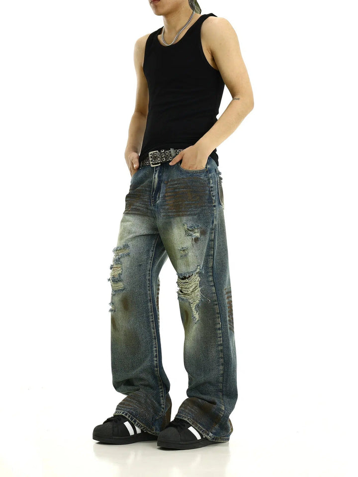 Distressed Rips Baggy Jeans