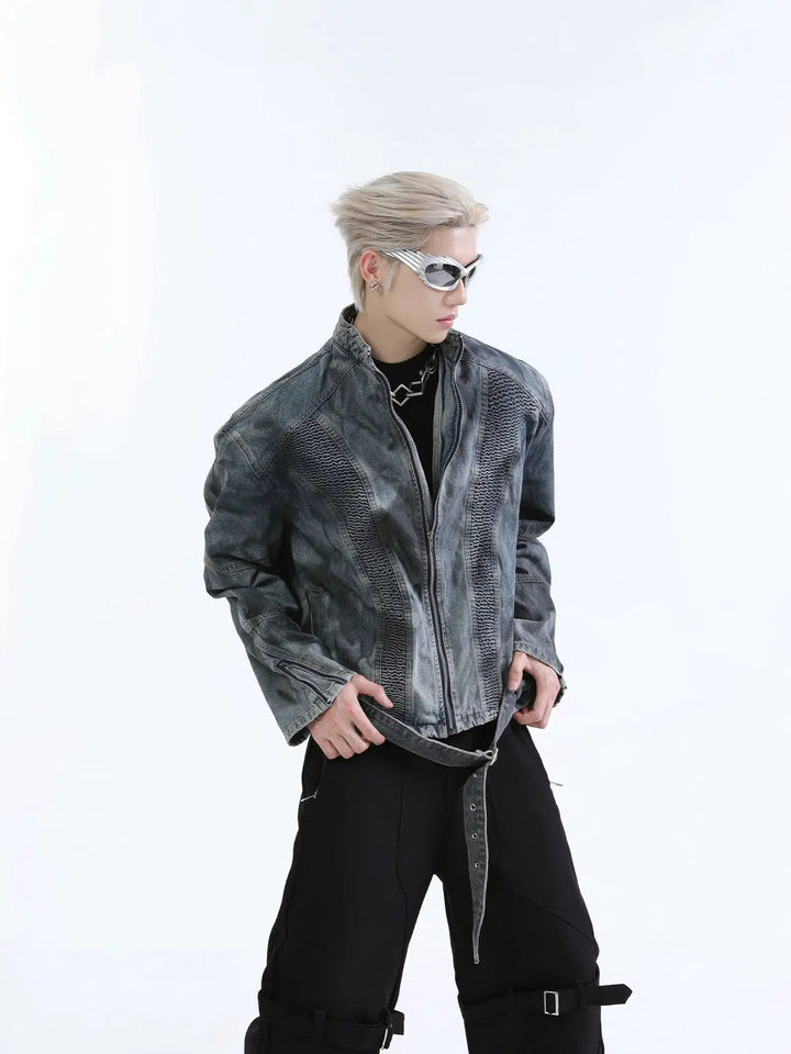Distressed Silhouette Denim Jacket