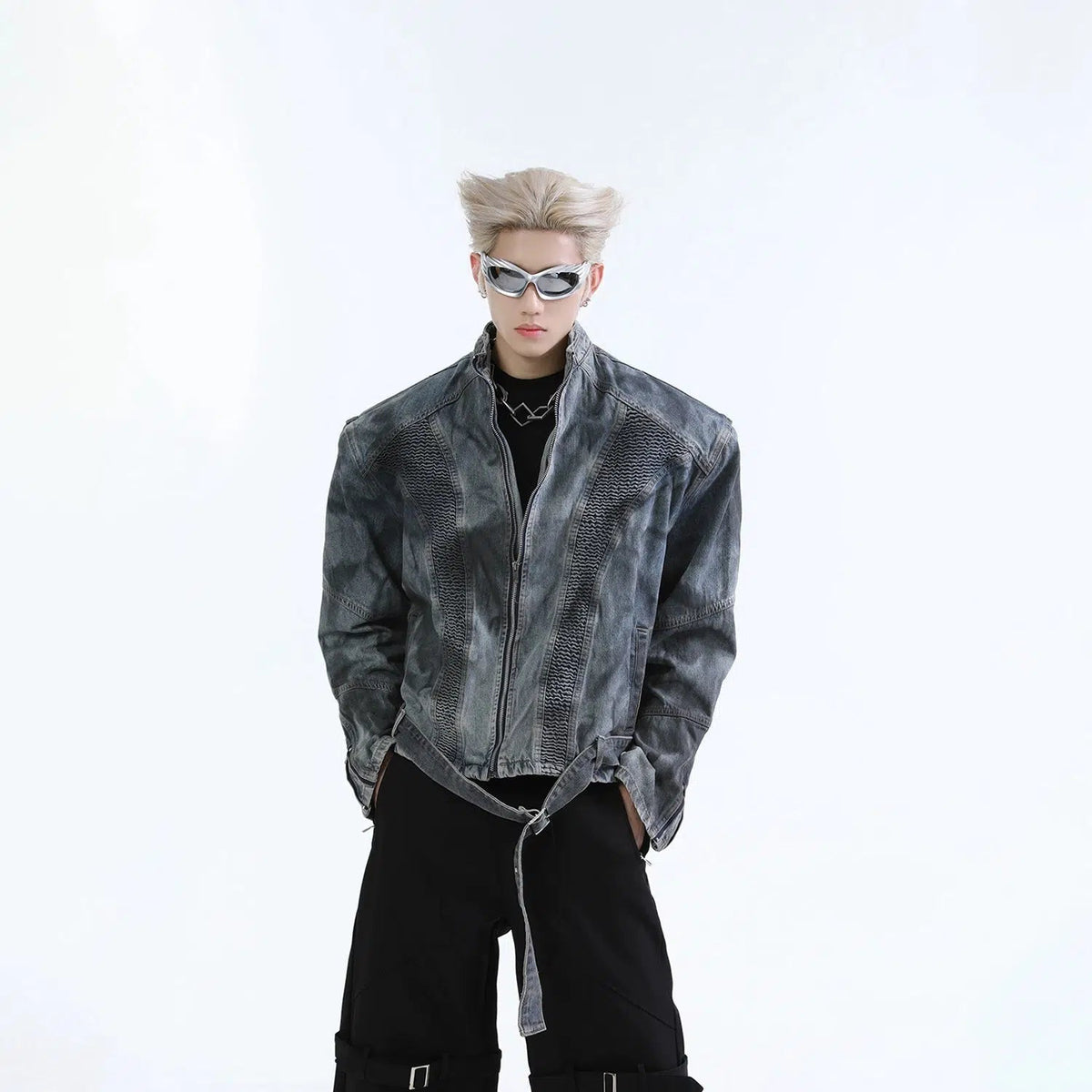 Distressed Silhouette Denim Jacket