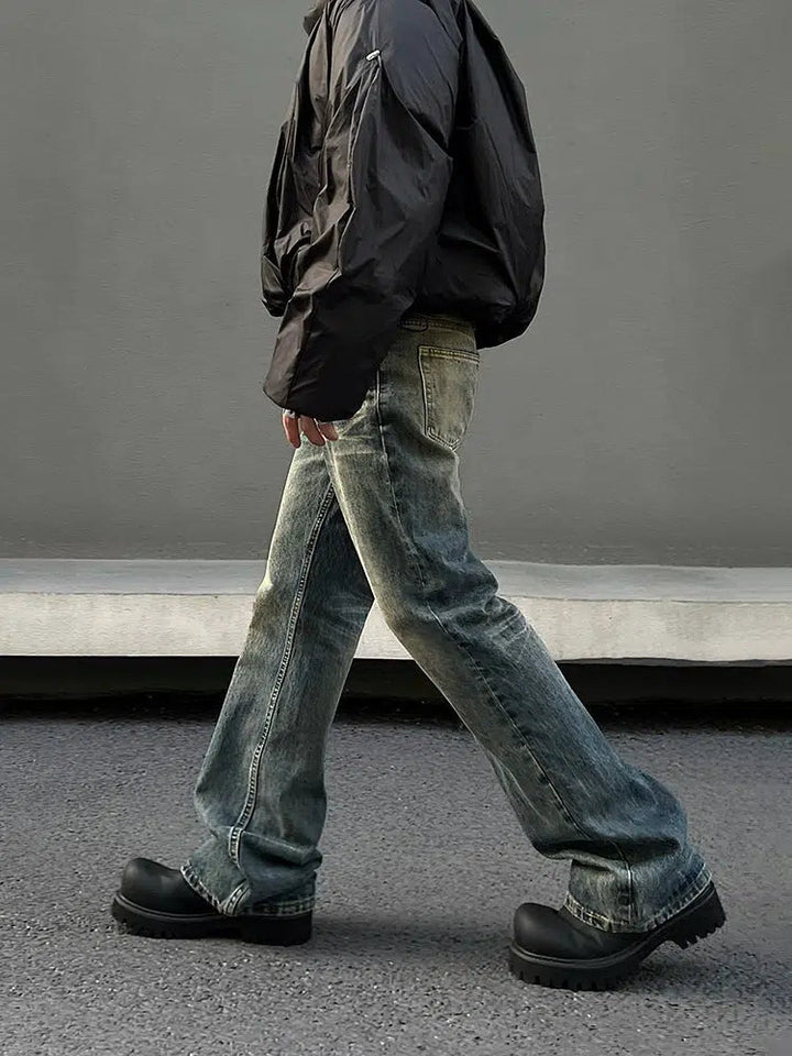 Distressed Slim Fit Straight Leg Jeans