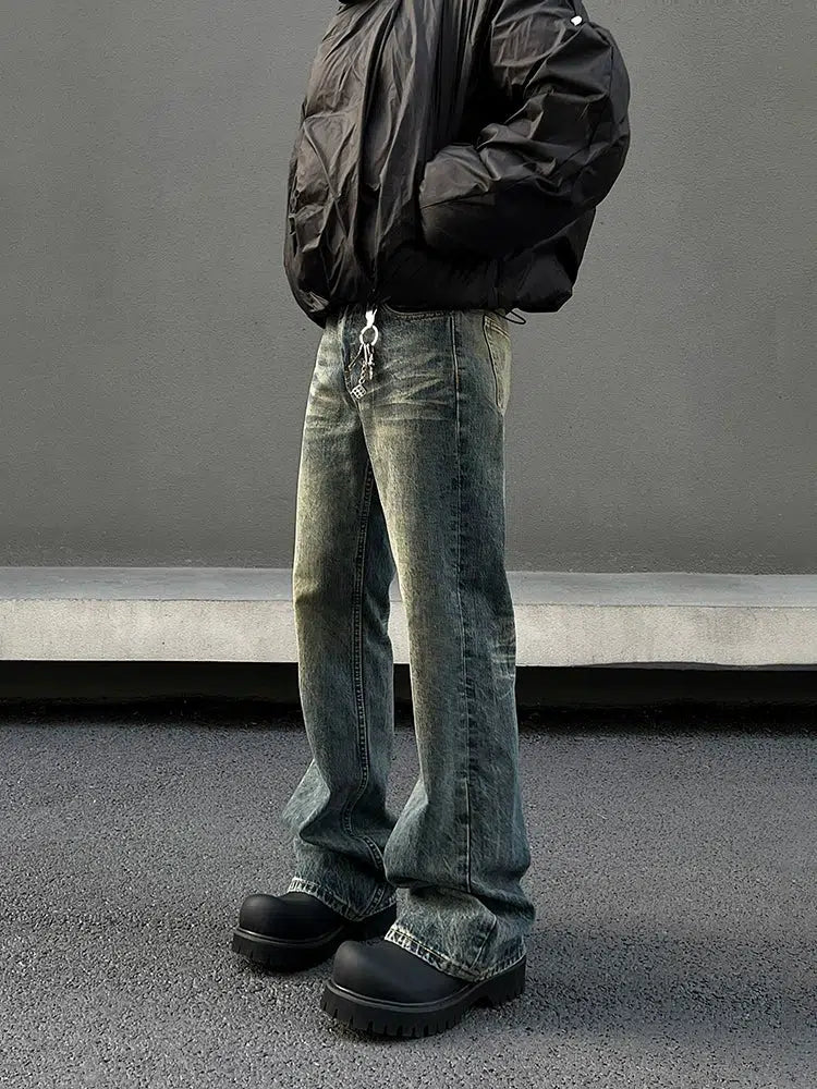 Distressed Slim Fit Straight Leg Jeans