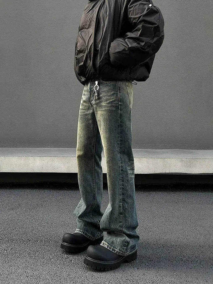 Distressed Slim Fit Straight Leg Jeans