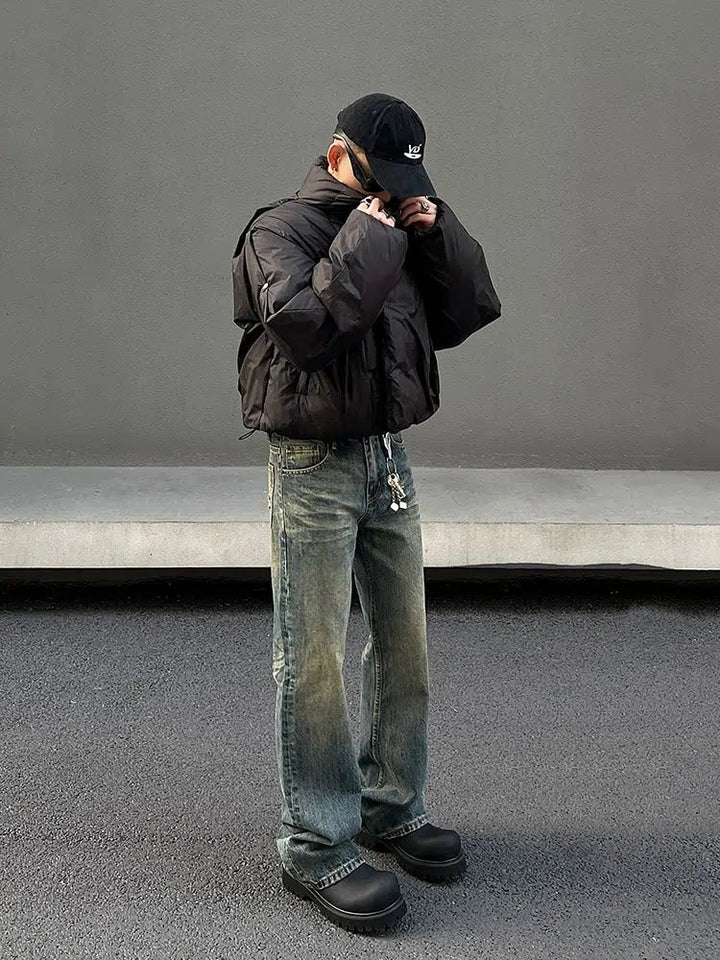 Distressed Slim Fit Straight Leg Jeans