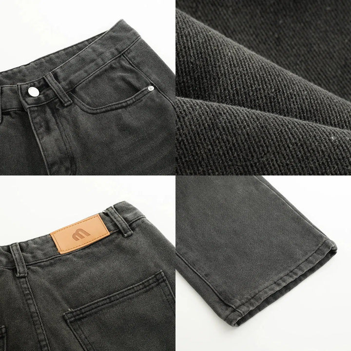 Distressed Washed Gray Straight Pants