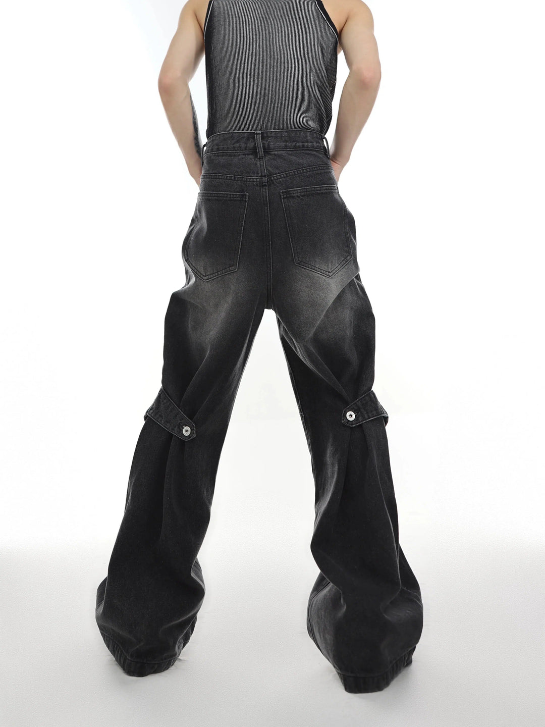 Distressed Washed Bell-bottom Jeans