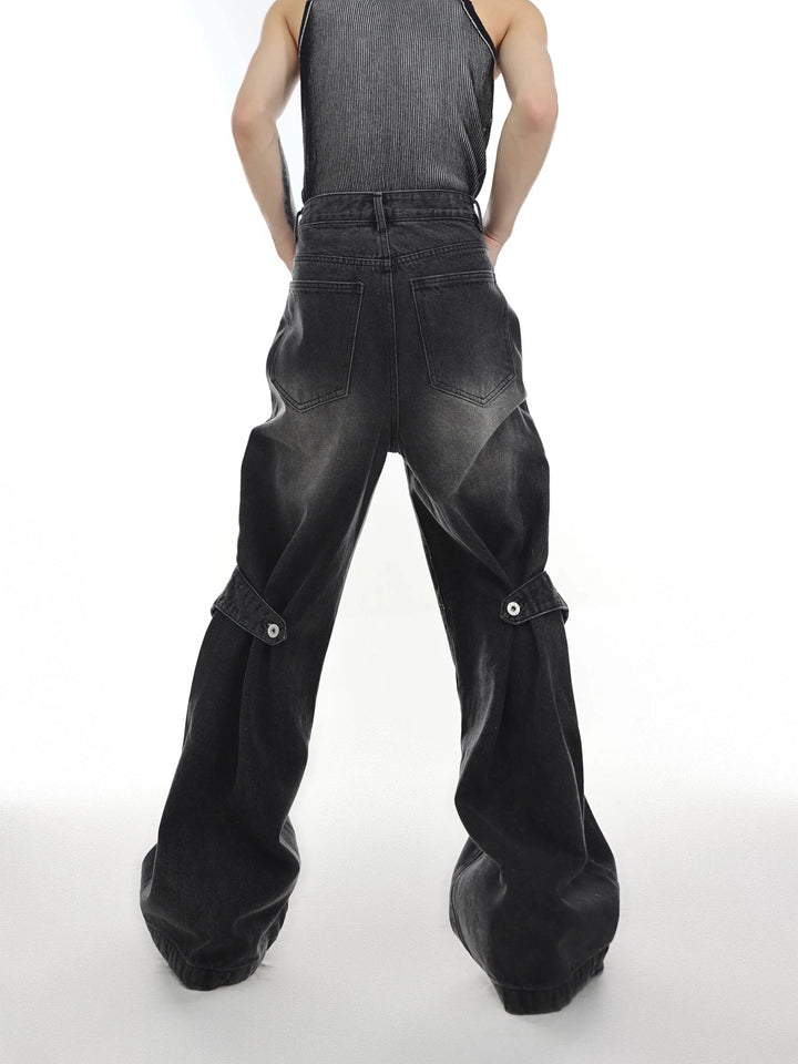 Distressed Washed Bell-bottom Jeans