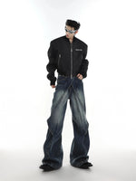 Distressed Washed Bell-bottom Jeans