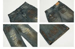 Distressed Wide-Leg Denim Jeans