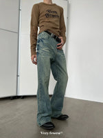 Distressed Wide-Leg Jeans