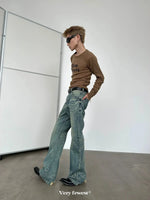 Distressed Wide-Leg Jeans