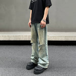 Distressed Wide-Leg Jeans with Pocket Detail