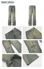 Distressed Wide-Leg Jeans with Pocket Detail