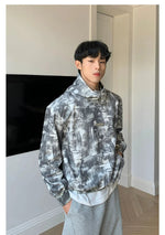 Distressed printing Hoodies with Front Pocket