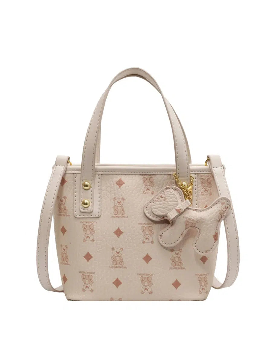 Dog Charm Patterned Bucket Bag