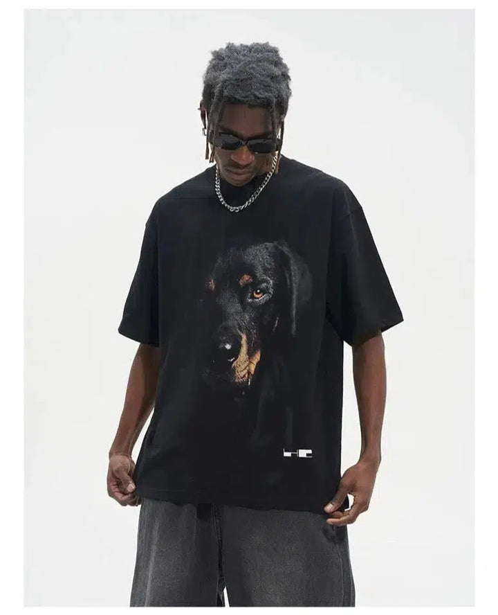 Dog Graphic Short-sleeved T-shirt