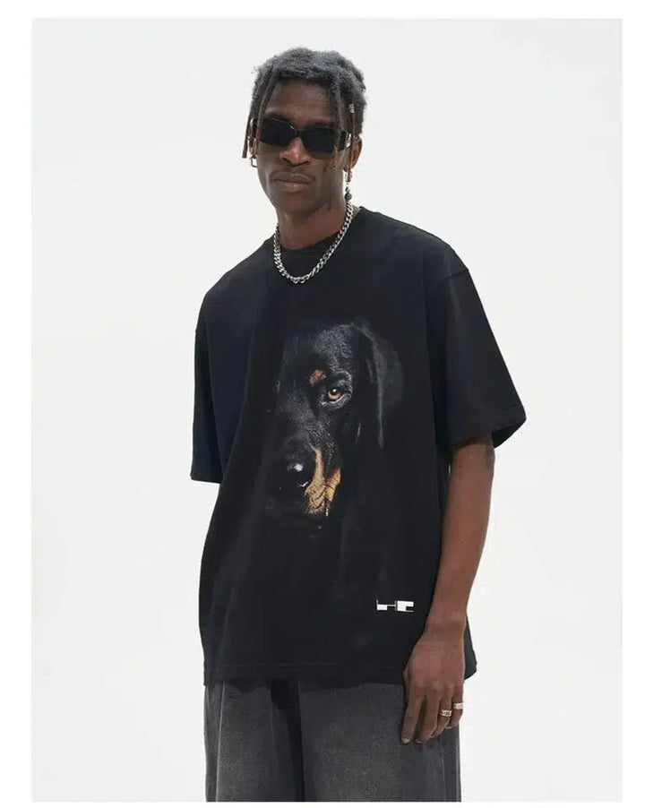 Dog Graphic Short-sleeved T-shirt