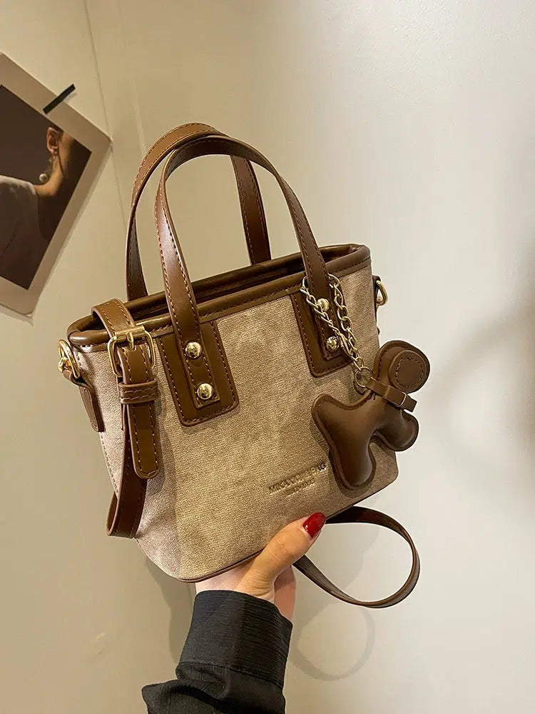 Dog Tag Charm Bucket Shaped Bag