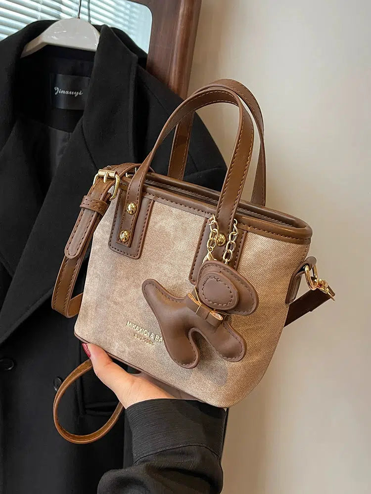 Dog Tag Charm Bucket Shaped Bag