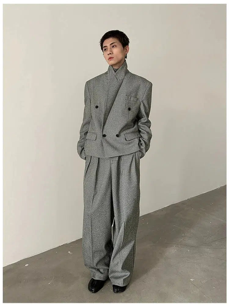 Double Breasted Blazer Wide Leg Set