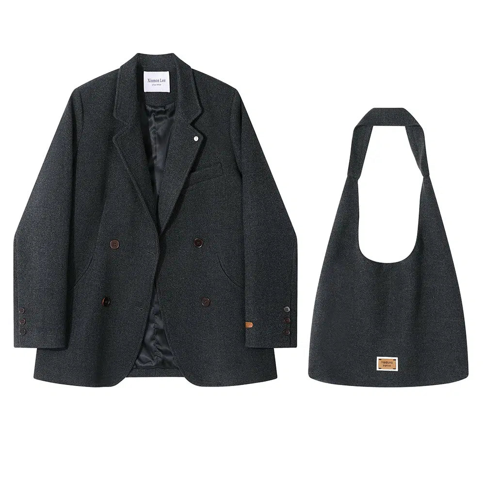 Double-Breasted Blazer with Matching Bag