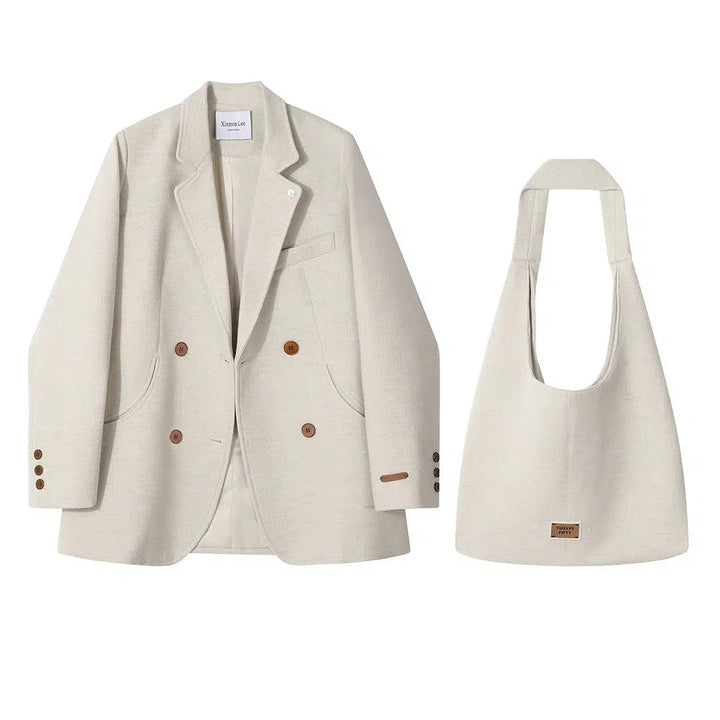 Double-Breasted Blazer with Matching Bag